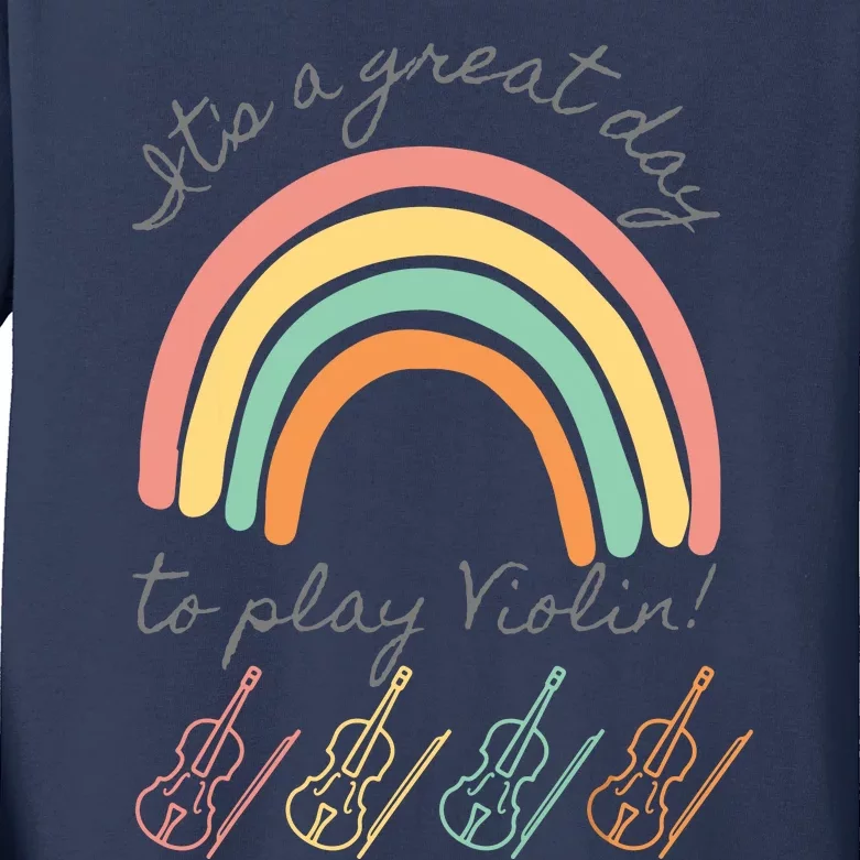 Violin Player Rainbow Design Kids Long Sleeve Shirt