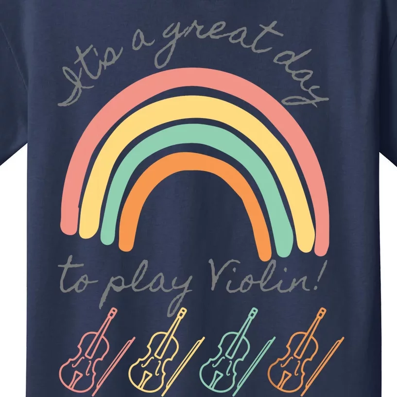 Violin Player Rainbow Design Kids T-Shirt