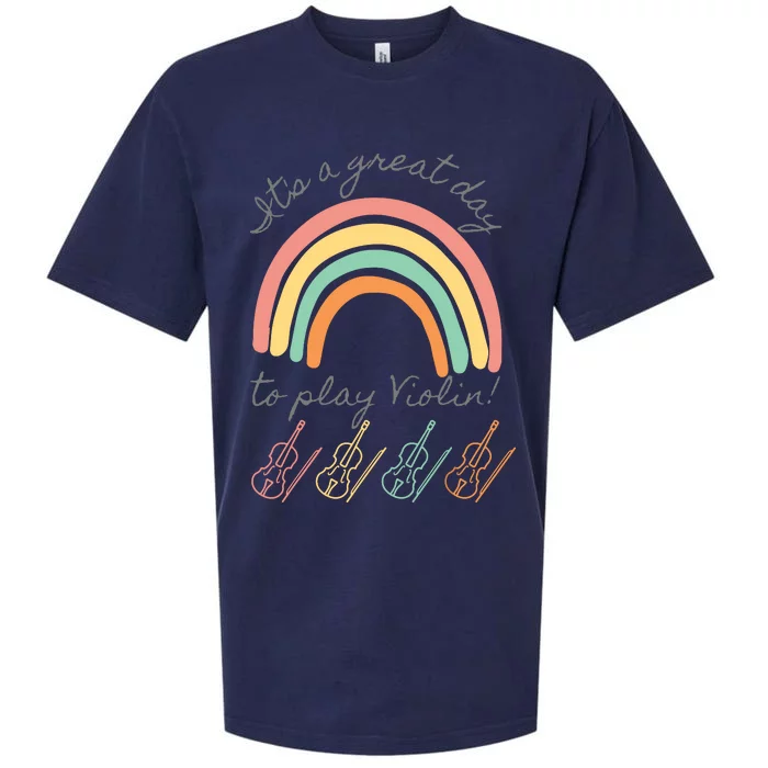 Violin Player Rainbow Design Sueded Cloud Jersey T-Shirt