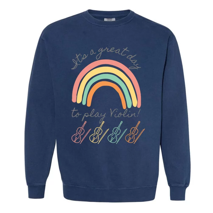 Violin Player Rainbow Design Garment-Dyed Sweatshirt