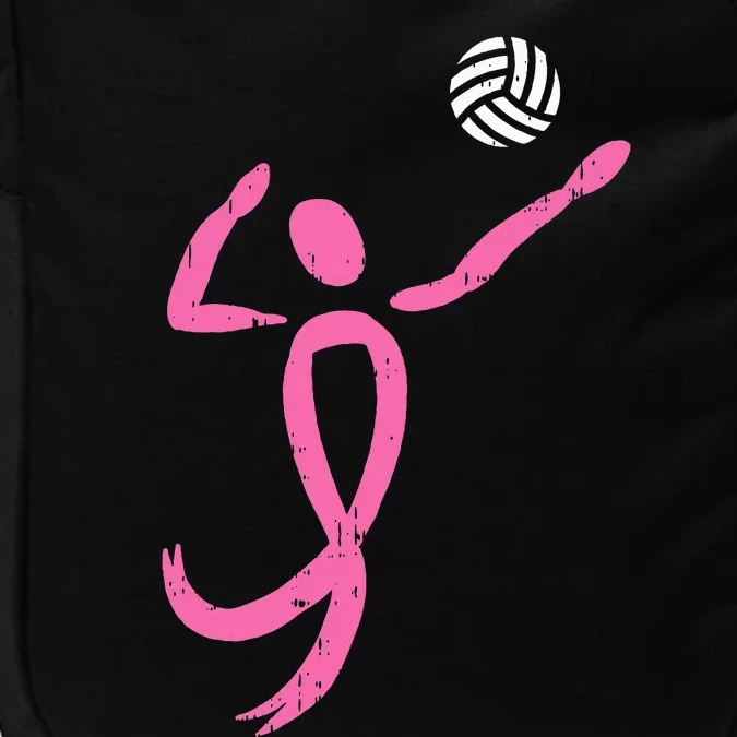 Volleyball Pink Ribbon Breast Cancer Awareness Sport Gift Impact Tech Backpack