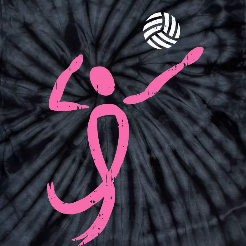 Volleyball Pink Ribbon Breast Cancer Awareness Sport Gift Tie-Dye T-Shirt