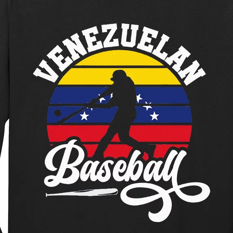 Venezuela Pride Roots Baseball Player Retro Softball Tall Long Sleeve T-Shirt