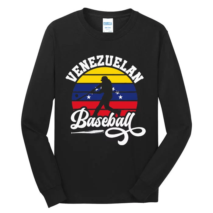 Venezuela Pride Roots Baseball Player Retro Softball Tall Long Sleeve T-Shirt