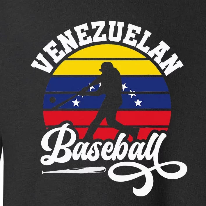 Venezuela Pride Roots Baseball Player Retro Softball Toddler Sweatshirt