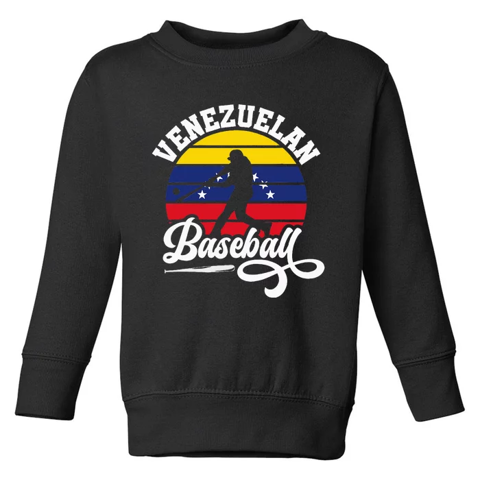 Venezuela Pride Roots Baseball Player Retro Softball Toddler Sweatshirt