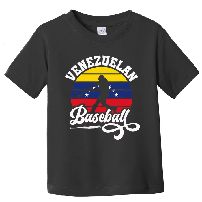 Venezuela Pride Roots Baseball Player Retro Softball Toddler T-Shirt