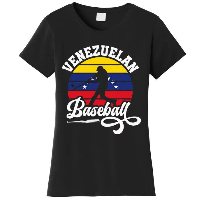 Venezuela Pride Roots Baseball Player Retro Softball Women's T-Shirt