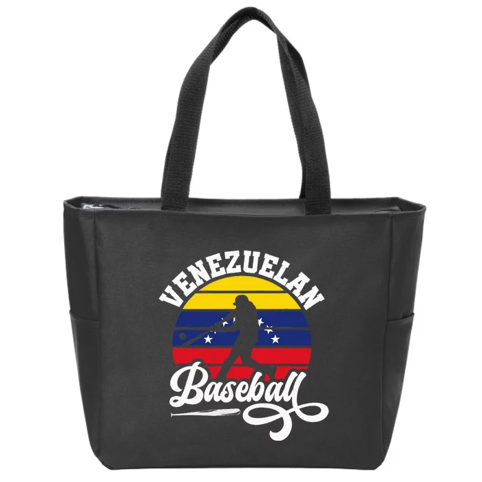 Venezuela Pride Roots Baseball Player Retro Softball Zip Tote Bag