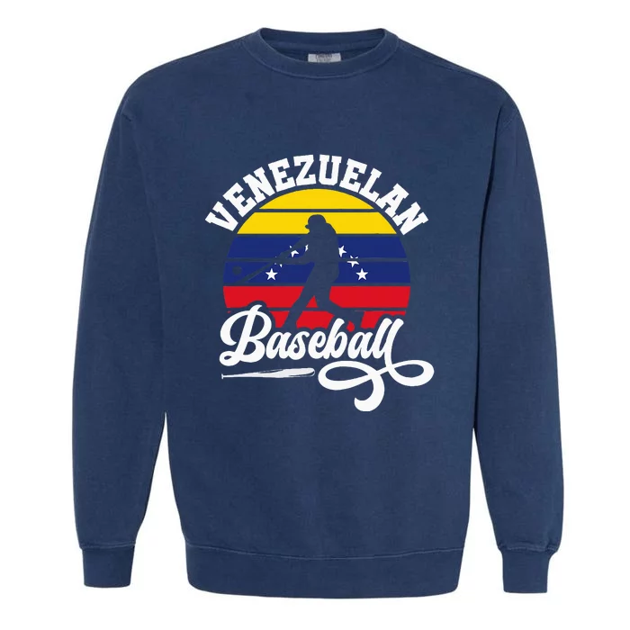 Venezuela Pride Roots Baseball Player Retro Softball Garment-Dyed Sweatshirt