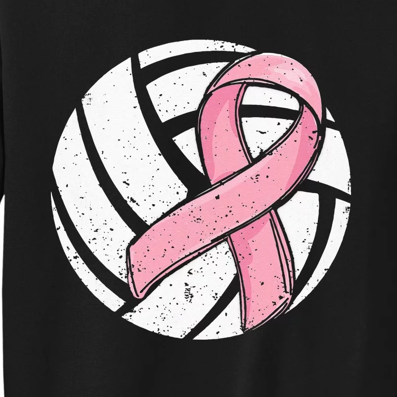 Volleyball Pink Ribbon Breast Cancer Awareness Sport Lover Sweatshirt