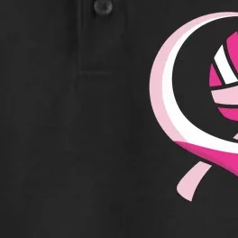 Volleyball Pink Ribbon Cool Breast Cancer Awareness Gifts Dry Zone Grid Performance Polo