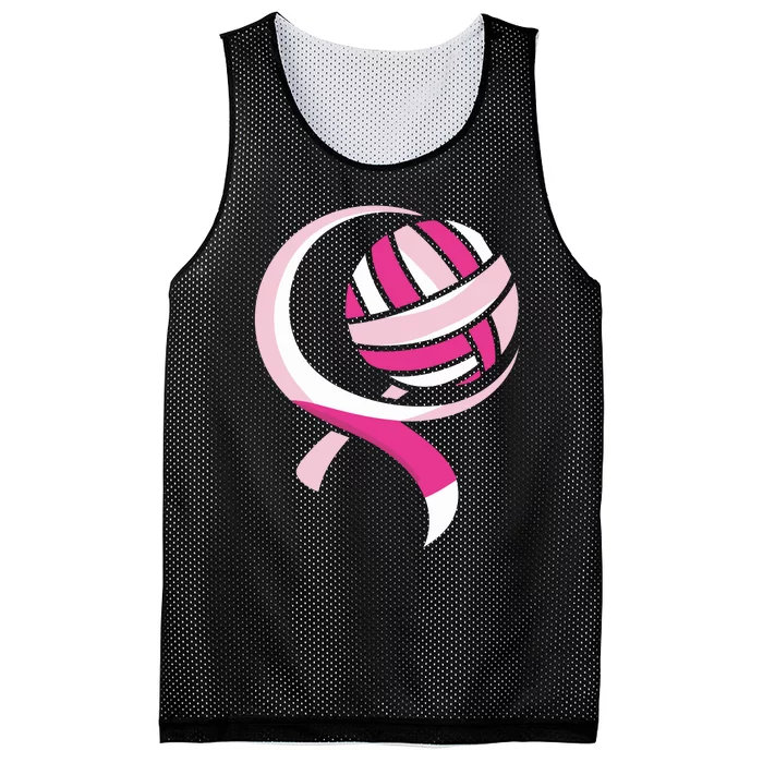 Volleyball Pink Ribbon Cool Breast Cancer Awareness Gifts Mesh Reversible Basketball Jersey Tank