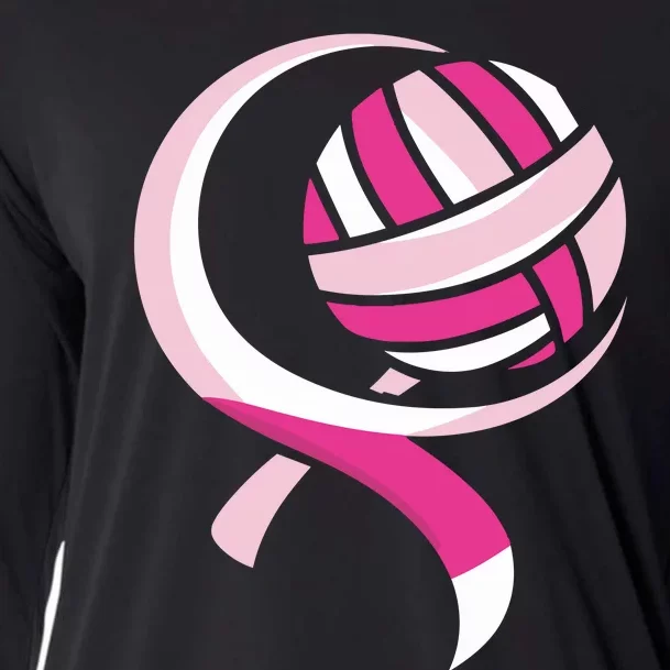 Volleyball Pink Ribbon Cool Breast Cancer Awareness Gifts Cooling Performance Long Sleeve Crew