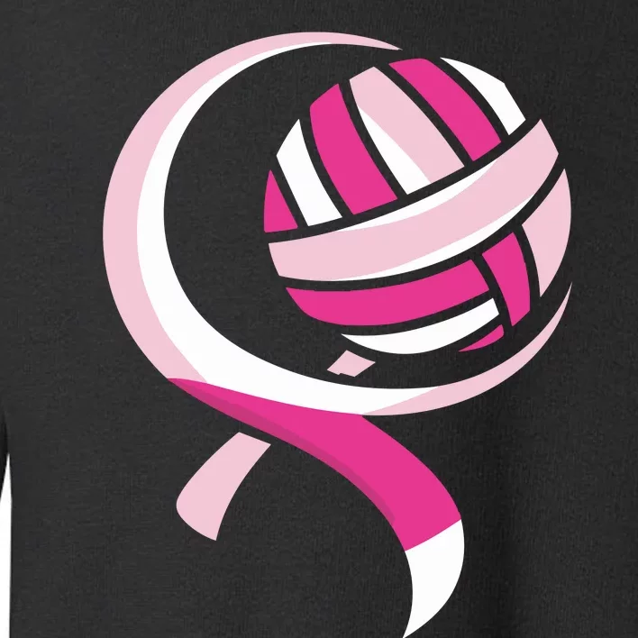 Volleyball Pink Ribbon Cool Breast Cancer Awareness Gifts Toddler Sweatshirt