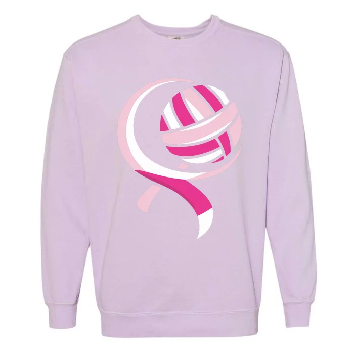 Volleyball Pink Ribbon Cool Breast Cancer Awareness Gifts Garment-Dyed Sweatshirt