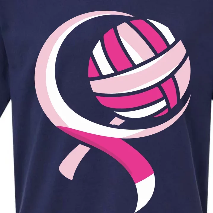 Volleyball Pink Ribbon Cool Breast Cancer Awareness Gifts Sueded Cloud Jersey T-Shirt