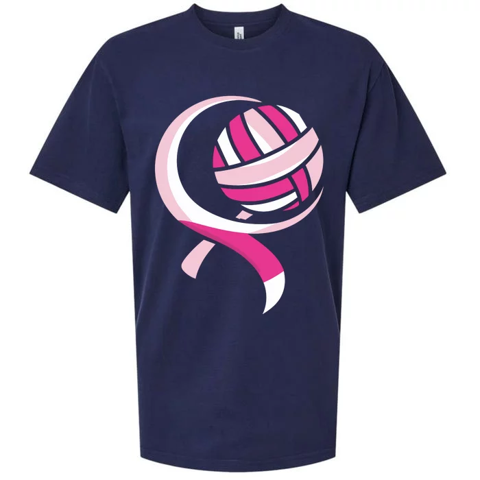 Volleyball Pink Ribbon Cool Breast Cancer Awareness Gifts Sueded Cloud Jersey T-Shirt