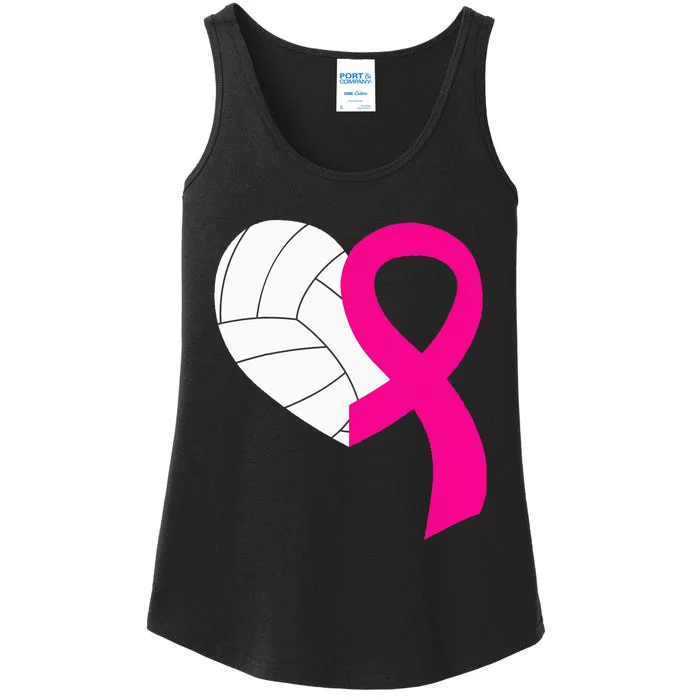 Volleyball Pink Ribbon Cool Breast Cancer Awareness Gifts Ladies Essential Tank