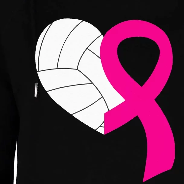 Volleyball Pink Ribbon Cool Breast Cancer Awareness Gifts Womens Funnel Neck Pullover Hood