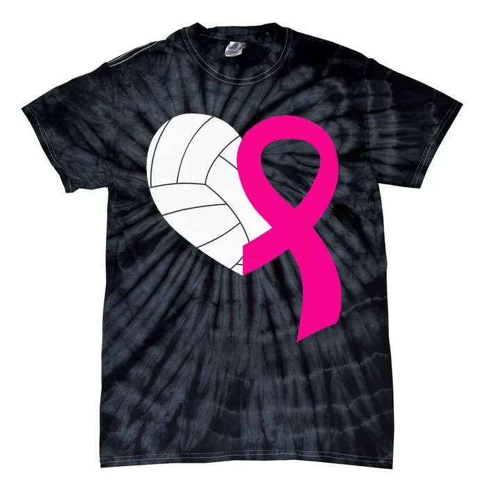 Volleyball Pink Ribbon Cool Breast Cancer Awareness Gifts Tie-Dye T-Shirt