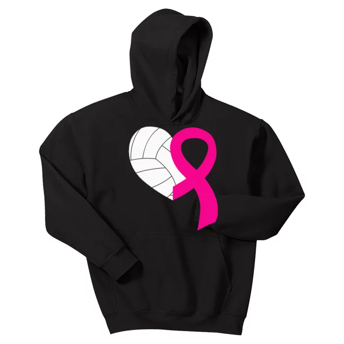 Volleyball Pink Ribbon Cool Breast Cancer Awareness Gifts Kids Hoodie