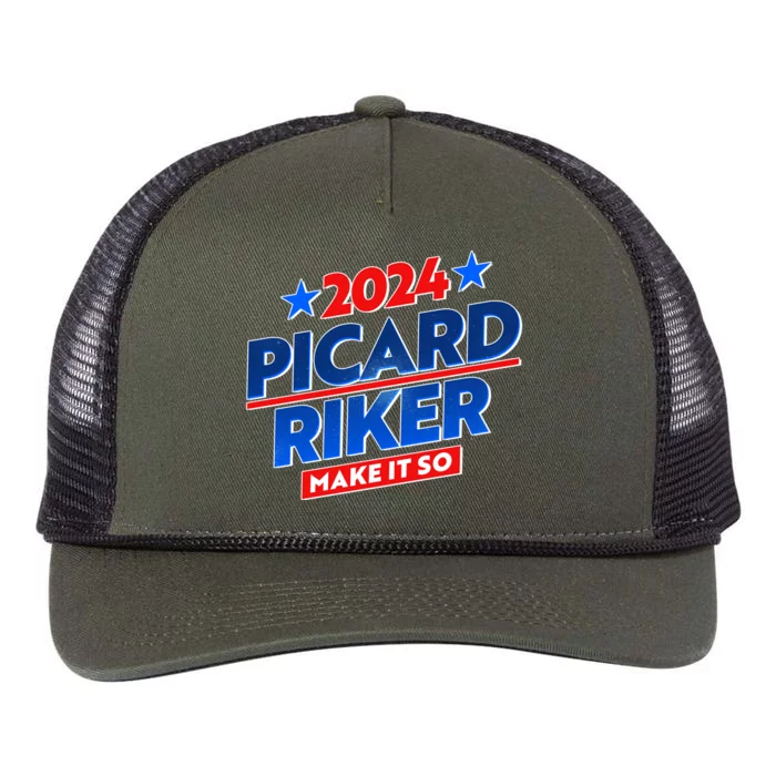 Vote Picard Riker Make It So 2024 Election Retro Rope Trucker Hat Cap