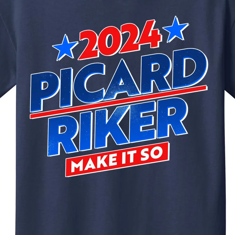 Vote Picard Riker Make It So 2024 Election Kids T-Shirt