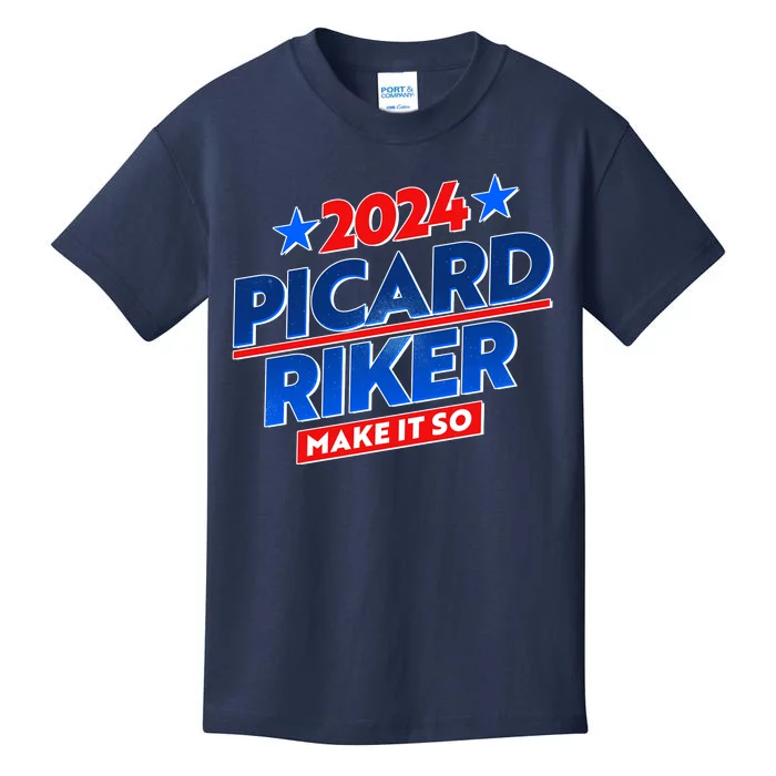 Vote Picard Riker Make It So 2024 Election Kids T-Shirt