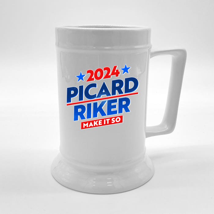 Vote Picard Riker Make It So 2024 Election Front & Back Beer Stein