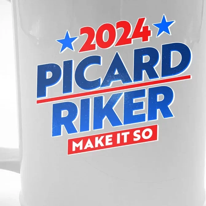 Vote Picard Riker Make It So 2024 Election Front & Back Beer Stein