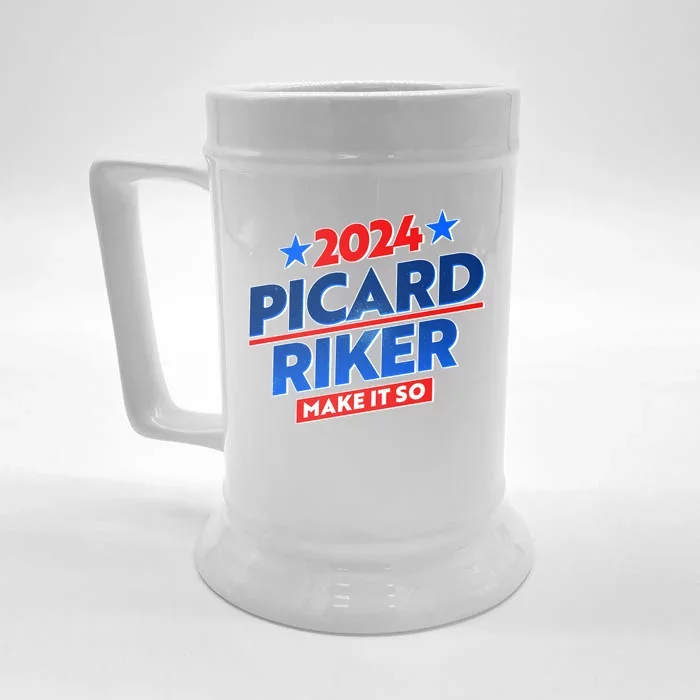 Vote Picard Riker Make It So 2024 Election Front & Back Beer Stein