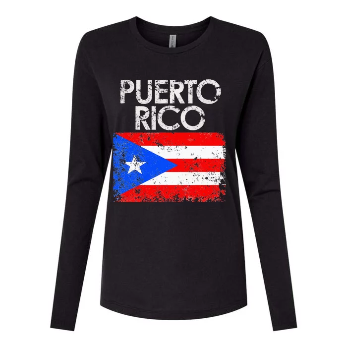 Vintage Puerto Rico Puerto Rican Flag Pride Gift Womens Cotton Relaxed Long Sleeve T-Shirt