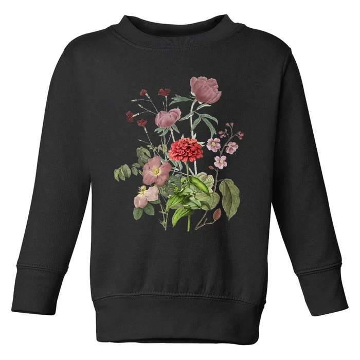 Vintage Peony Roses Garden Flowers Floral Plant Lady Mom Toddler Sweatshirt