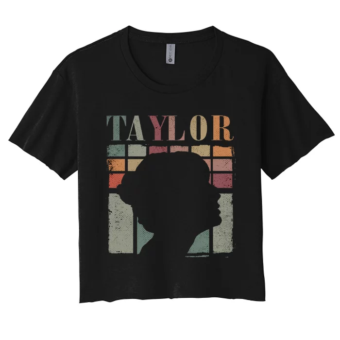 Vintage Personalized Retro Taylor First Name Women's Crop Top Tee