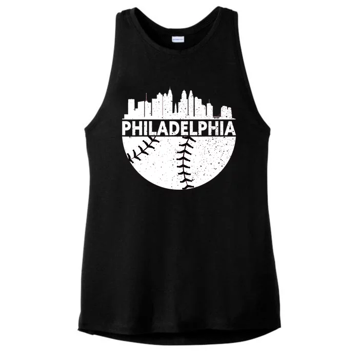 Vintage Philadelphia Skyline Baseball Retro Cityscap Ladies Tri-Blend Wicking Tank