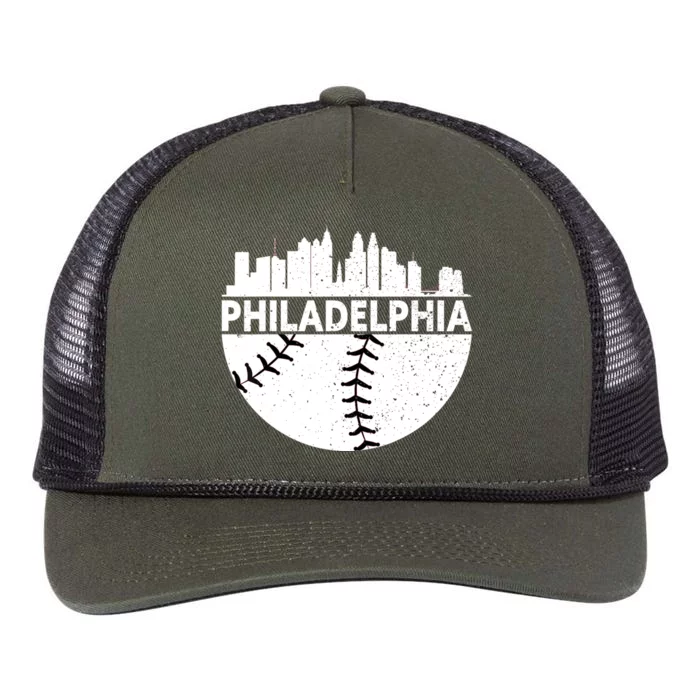 Vintage Philadelphia Skyline Baseball Retro Cityscap Retro Rope Trucker Hat Cap