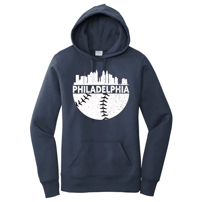 Vintage Philadelphia Skyline Baseball Retro Cityscap Women's Pullover Hoodie