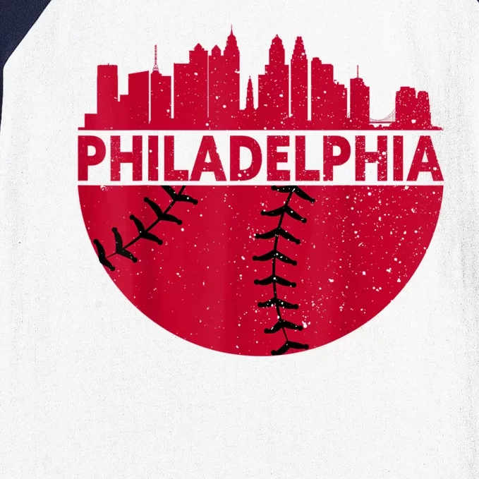 Vintage Philadelphia Skyline Baseball Retro Cityscap Baseball Sleeve Shirt