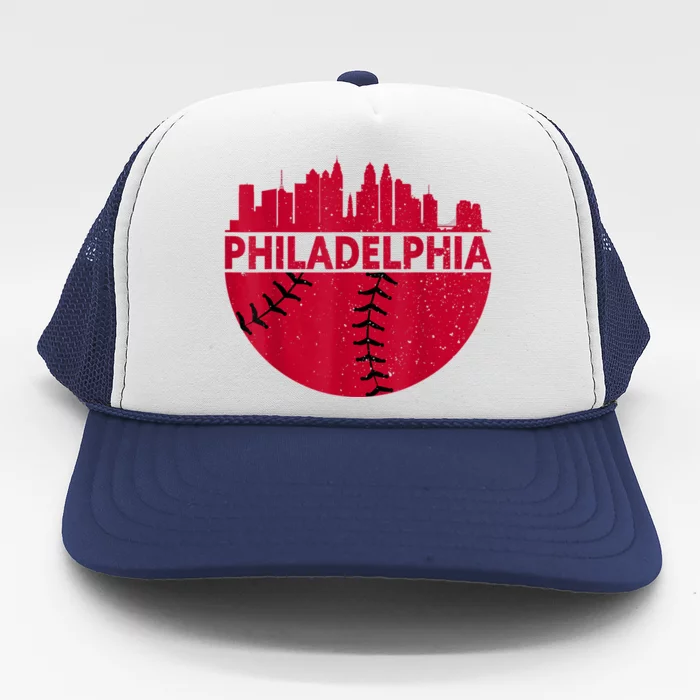 Vintage Philadelphia Skyline Baseball Retro Cityscap Trucker Hat