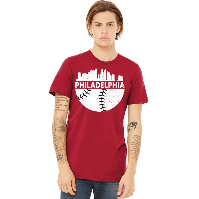 Vintage Philadelphia Skyline Baseball Retro Cityscap Premium T-Shirt