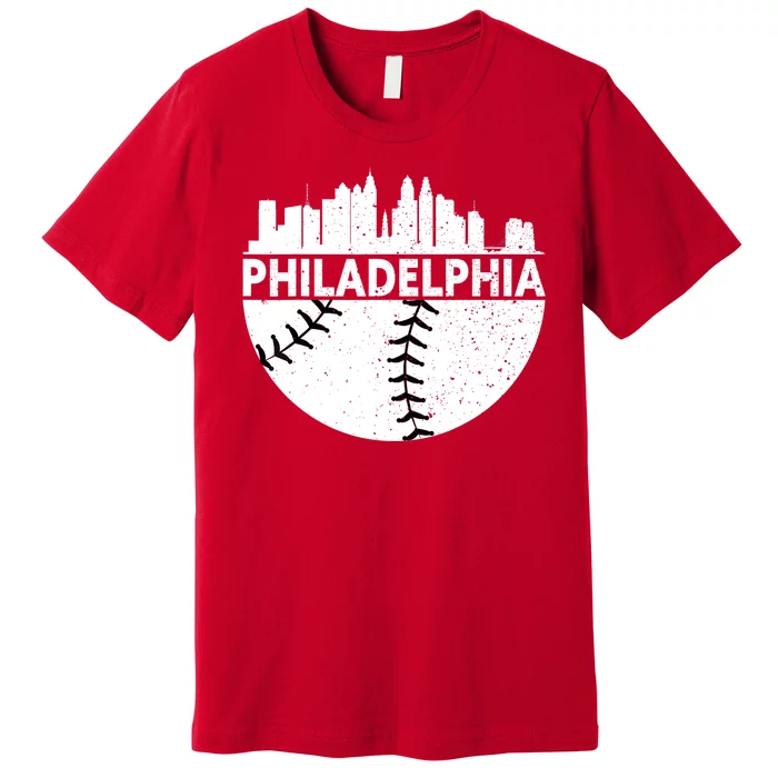 Vintage Philadelphia Skyline Baseball Retro Cityscap Premium T-Shirt