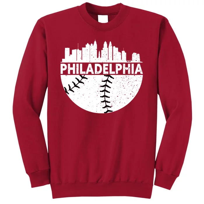 Vintage Philadelphia Skyline Baseball Retro Cityscap Tall Sweatshirt