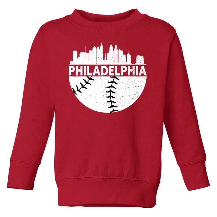 Vintage Philadelphia Skyline Baseball Retro Cityscap Toddler Sweatshirt