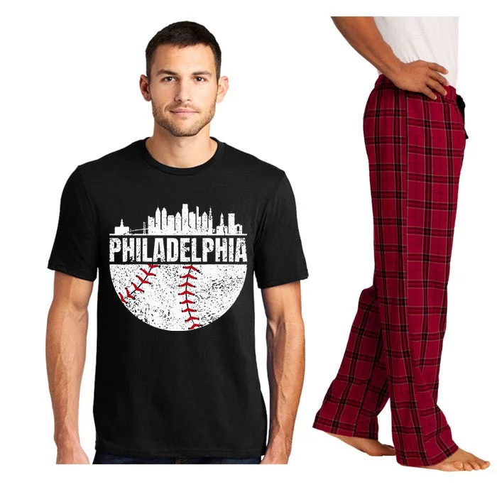 Vintage Philadelphia Skyline Baseball Retro Cityscap Pajama Set