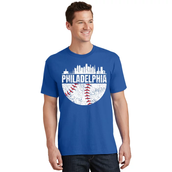 Vintage Philadelphia Skyline Baseball Retro Cityscap T-Shirt