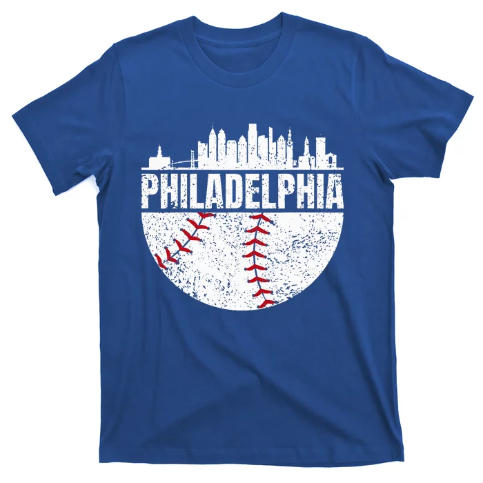 Vintage Philadelphia Skyline Baseball Retro Cityscap T-Shirt