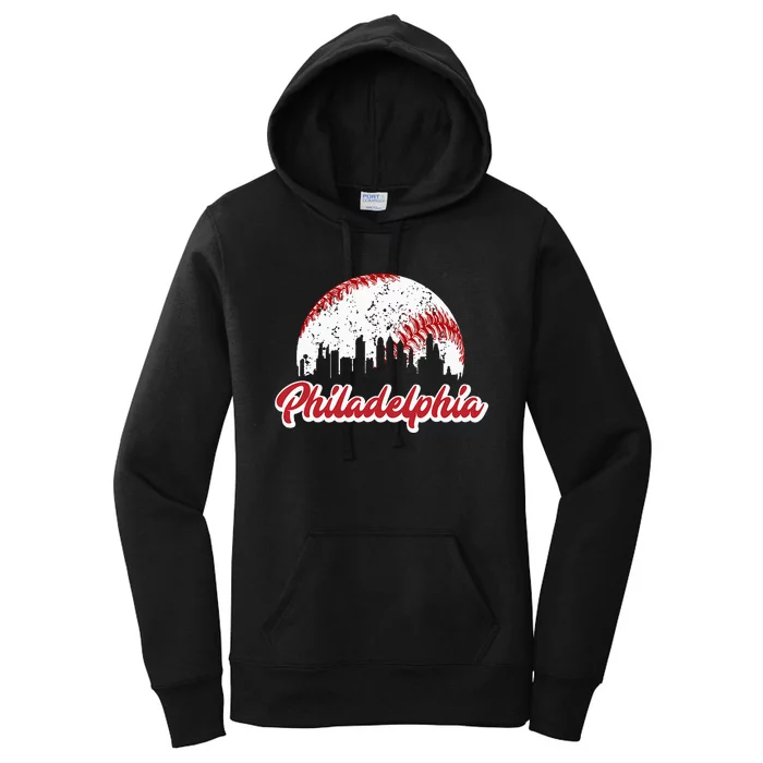 Vintage Philadelphia Skyline Retro Cityscape Women's Pullover Hoodie