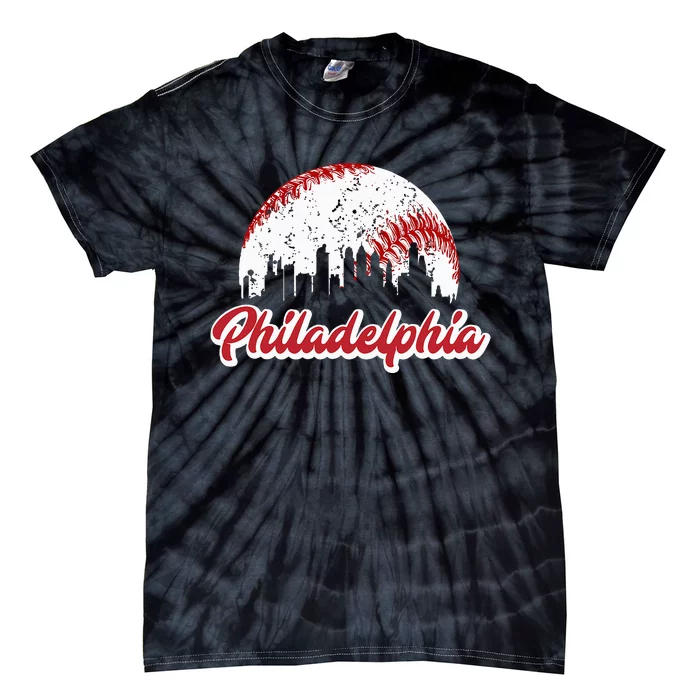 Vintage Philadelphia Skyline Retro Cityscape Tie-Dye T-Shirt