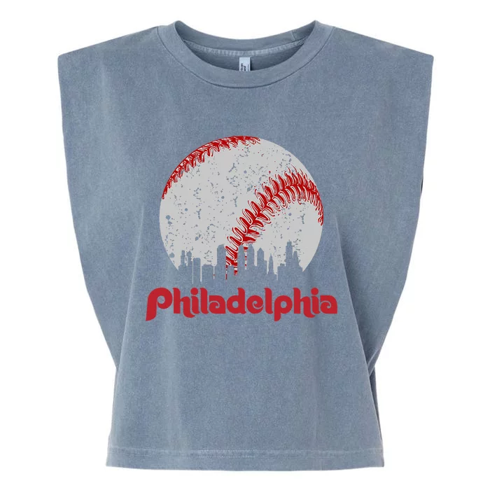 Vintage Philadelphia Skyline Retro Garment-Dyed Women's Muscle Tee